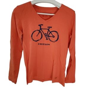 LIFE IS GOOD Freedom Bicycle Graphic Long Sleeve Tee orange xs